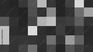 Abstract animated motion graphics, square mosaic tile pattern. Motion. Blinking defocused pixelated background, seamless loop.