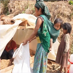 Mother feeding chicken at a farm with Father Daily Farmer Work | Family Vids