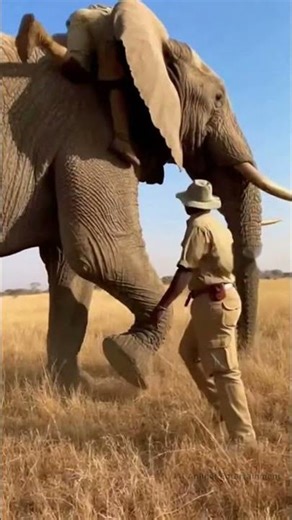 Smooth teamwork between Man and Beast 🤝🔥 (AI) #animals #funny #shorts