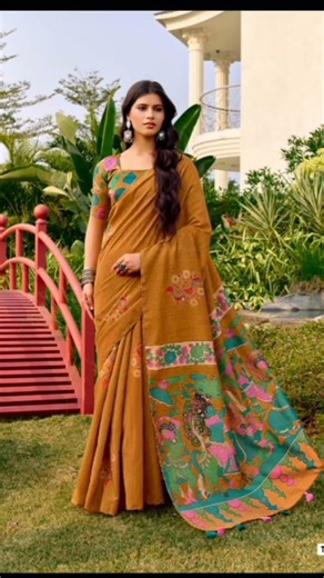 semi tussar silk sareekalamkari and pichvai design pallu and blouse PRice DM FOR MSG 9444818161 🎅