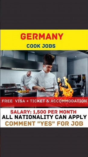 Cook Jobs In Germany Free Visa + Ticket & Accommodation