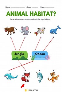Animal Habitats Worksheets! Animals Worksheets! https://7esl.com/animals-worksheets/ | 7ESL Fun English