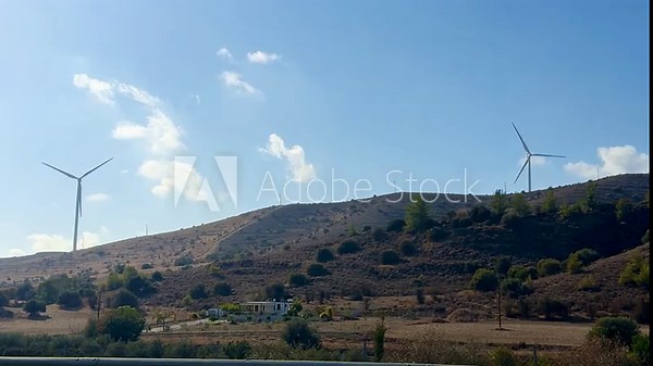 Alternative types of electricity generation, solar panels, wind power generation. Electricity production system from natural sources, renewable energy. 素材庫影片