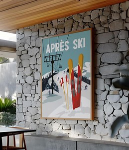 Vintage APRES SKI Sign, Apres Ski Wall Print, Vintage Ski Poster, Retro Ski Signs, Winter Home Wall Decor, Canvas or Aluminum Metal Signs - Etsy