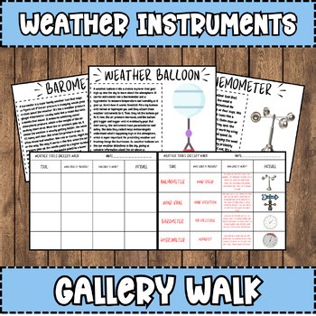 Weather Instruments Gallery Walk | Weather Tools Reading Stations Activity