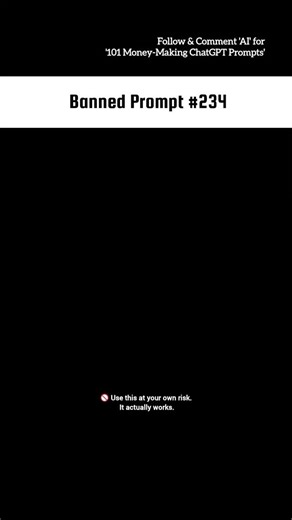 Chatgpt | Ai tools | prompt on Instagram: "☠️ Follow + Comment "AI” & I’ll DM you "101 ChatGPT Prompts to Make Your First Lakh" Prompt Library 🔥 Stop guessing how to earn online. Use prompts that already work. 📘 Tested money prompts 📲 Simple execution 💰 Built for beginners Note: Auto-DM sends link only to followers."