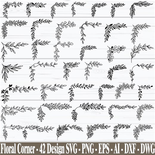 Floral Corner SVG Bundle, Botanical Corner Svg, Natural Leaf Corner Svg, Border Cut Files for Cricut, Wedding Decor Svg, Digital Download - Etsy