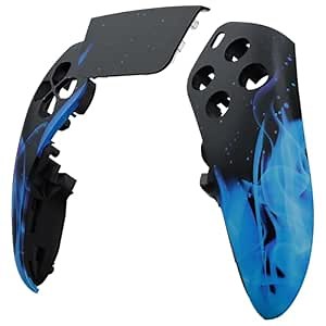 eXtremeRate Left Right Front Top Shell with Touchpad Compatible with ps5 Edge Controller, Blue Flame DIY Replacement Faceplate Shell Custom Touch Pad Cover Compatible with ps5 Edge Controller