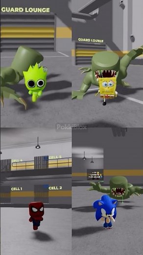 Goo Goo Gaga - Lime, SpongeBob, Spiderman and Sonic running from Alien #roblox #sprunki