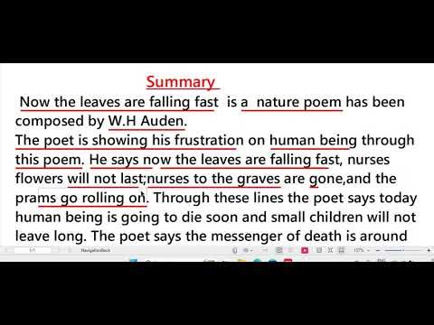 Now the leaves are falling fast_summary