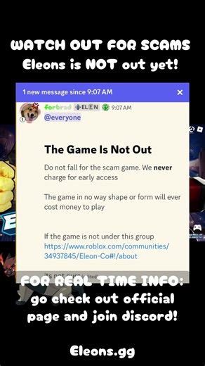 Watch out for scams!! | Eleon Adventures is NOT out, do not pay for these games. #eleons #eleonadventures #scam #pokemon #roblox Release is soon, stay tuned! @Eleons @manila 🍃 check out real Eleon account for discord, new release game soon.