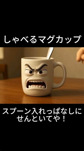 しゃべるマグカップ『ワイの中にスプーン入れっぱなしにせんといてや！ガチャガチャして落ち着かんわ！』Talking Mug Anime