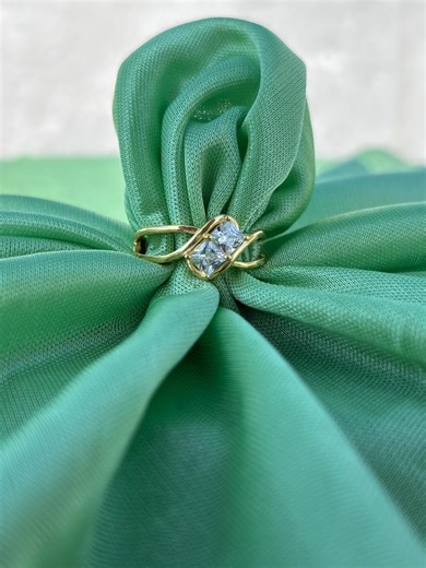 Princess Cut Moissanite Ring | Gold Plated Silver Twist Ring | Elegant Engagement Ring - Etsy