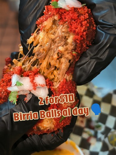 Now open 🤩🤩🤩 2030 W Camelback rd PHX Az stop by our soft opening sale🎉 open til 9 pm tonight closed Sundays and Mondays ✅ #birriaballs #phoenix #food #hotcheetos #az