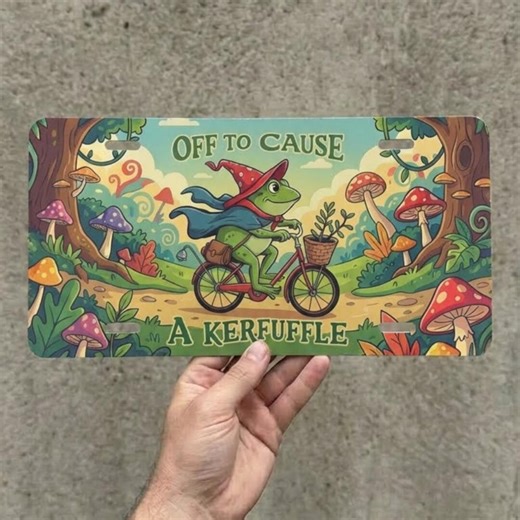 Off to Cause a Kerfuffle Frog License Plate | Funny Weirdcore Gift - Wizard Frog Car Accessory - Etsy