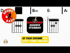 Supertramp - Goodbye Stranger • Bass & Drums | Scrolling Guitar Chords & Lyrics