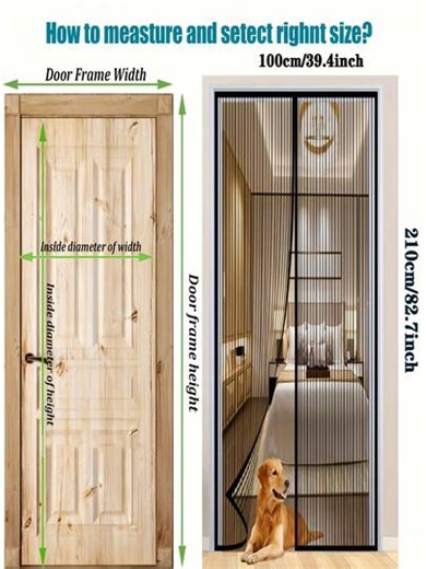 Magnetic Mesh Insect-Proof Door – A Self-Closing Ventilated Door/Window With Insect-Proof Function, Pet- Design, Magnetic Mechanism, Easy Installation, PVC Material, Available In Multiple Sizes. Entrance | Magnetic Screen Door | Sturdy Mesh Screen Window. A Mother's Day Gift. | SHEIN
