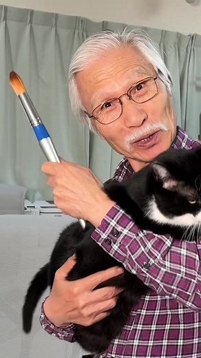 柴崎おじいちゃん先生のかわいい猫水彩画