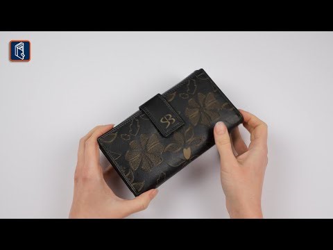 Sylvia Belmonte lézervágott-mintás női pénztárca valódi bőrből SLV108 fekete