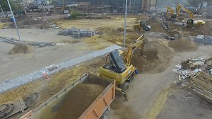 Diggers working in a construction site - Free Stock Video