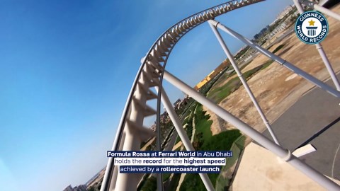 Highest speed achieved by a rollercoaster launch 240 km/h achieved by Formula Rossa