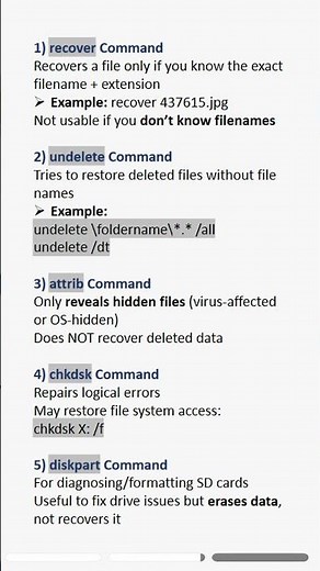 Recover deleted photos and videos from your SD card using CMD. #sdcard #recoverytips