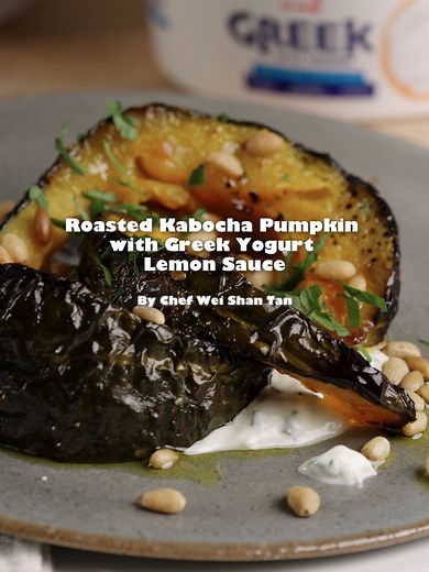 Roasted Kabocha Pumpkin with Greek Yogurt Sauce