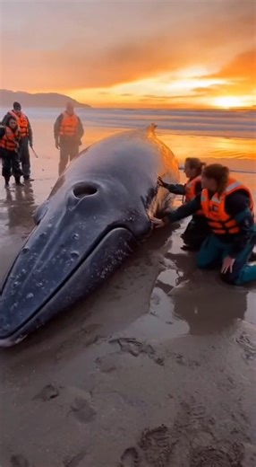 Absolutely breathtaking. This team of heroes worked all morning at sunrise to save this stranded whale, keeping it cool and safe until they could finally push it back into the ocean. Watch the amazing moment they set it free! Faith in humanity restored. #WhaleRescue #BeachedWhale #SaveTheWhales #AnimalRescue #Heroic #Heartwarming #Teamwork | Animal Care