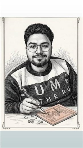 Trending Focus On The Craft: Pen-Ink Style Portrait | Hatching Art Sketch Design with Gemini #shorts