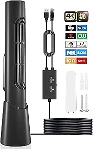 Digital TV Antenna for Smart TV Indoor Outdoor with Amplifier and Signal Booster, 1500+ Miles Long Range TV Antenna Supports 4k,1080p for Smart TV Local Channels Upgraded