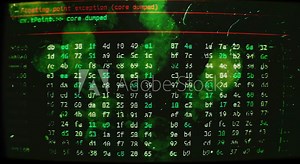 Hacking process on screen, criminals stealing data, system breach, cyber crime. Stylized video of hacking attack in progress