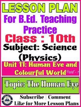 Class 10 Science Lesson Plan | Ch 11: Human Eye and the Colourful World – Part 1 | The Human Eye