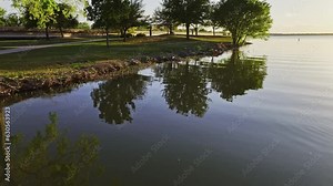 Birds playing and bathing at Lake Ray Hubbard boat ramp in Rockwall, Texas.