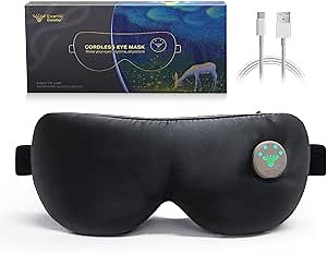 High-Grade Cordless Heated Eye mask for Dry Eyes, Fast Heat,Real Silk Sleep Eye mask, Block Out Light,Side Sleep, USB Rechargeable for Travel, Electric Warm Eye Compress, Long Battery Life