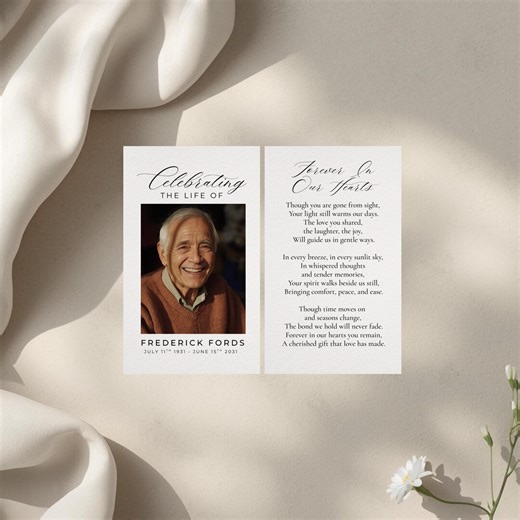 Simple Script Gebetskarten Vorlage – Beerdigung, Gedenkstätte, Feier des Lebens (Digitaler Download) - Etsy.de