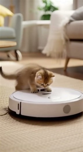Kitten's Robot Ride Ends With Epic Fail! 😹🤖