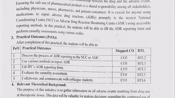 HCP Experiment 18 | Adverse Drug Reaction Reporting Form Filling & casualty assessment | S Y D Pharm