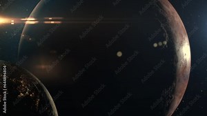 Planet earth and moon in space starry background cosmic solar stars