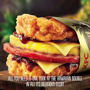 No tap-dancing cats necessary 🚫🐈🎩... the Hawaiian Double sells itself 😎 (just look at it *drool*) | KFC