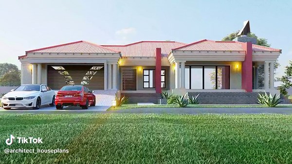 Modern Two-Story House with Stunning Red Exterior