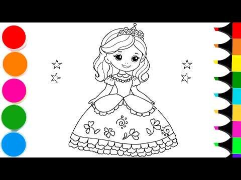 How to Draw a Cute Happy Princess | Drawing and Coloring a Colorful Princess