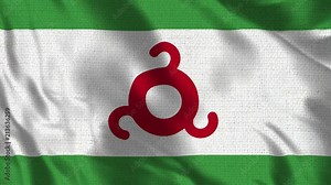 Ingushetia Flag - Realistic 4K - 60 fps flag of the Ingushetia waving in the wind. Seamless loop with highly detailed fabric texture. Loop ready in 4k resolution