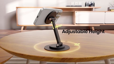UGREEN Magnetic Phone Stand for MagSafe, Height Adjustable iPhone Stand for Desk with 360° Rotation Compatible for iPhone 17 Air 16 Pro 15 Pro Max 14 Plus 13 12 and MagSafe Case, Black