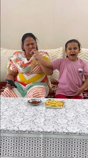 Mom Thought Her Finger Is A Fries 🍟😱 #nannuchunnu #comedy #shorts