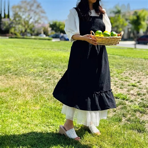 Ruffle Hem Apron Dress for Women – Cottagecore Pinafore Apron With Pockets – Vintage Farmhouse Kitchen Apron - Etsy