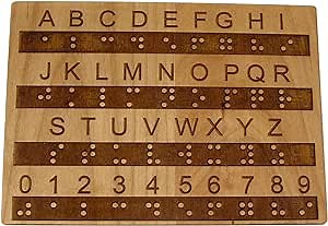 Creative Escape Rooms Made in USA - Raised Dots Braille Alphabet and Number Wood Board - Learn Braille - Tactile Montessori - Teaching Aid