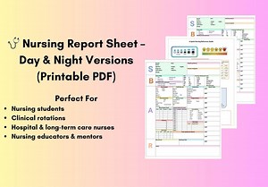 Nursing Report Sheet – Day & Night Versions (printable PDF) - Etsy Canada