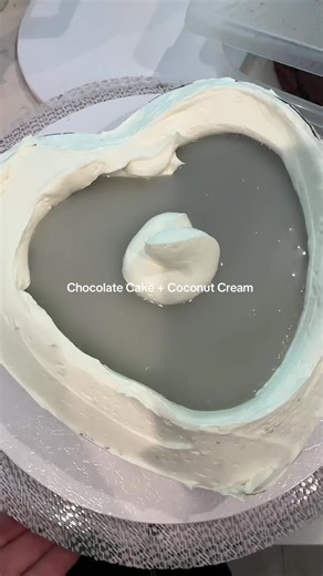 Haven’t made this combo in awhile!! 🍫🥥 a great refreshing, not too sweet mix. #coconut #chocolate #cake #bakerlife #asmr