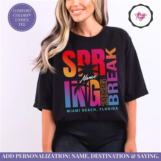 Spring Break 2026 Shirt Personalized Group Vacation T Shirt Family Matching Tee Cutosm Spring Break Cruise Shirt Girls Trip Spring Break Tee - Etsy