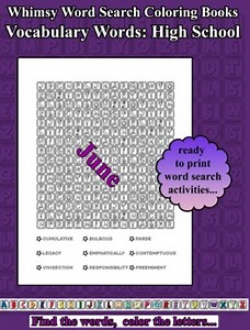 June’s Word Search Coloring Printable daily Activities, high school
